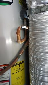 Water heater pressure relief line installed incorrectly, should be straight - safety hazard