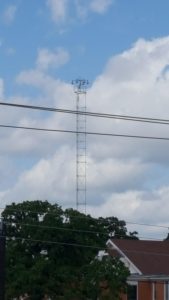 Moontower, historical street lighting in Austin Texas. Last remaining city to have any left and working.