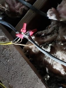 Loose wire connection, also aluminum and copper wire connection with the wrong type of wire nut for this connection. - Safety hazards