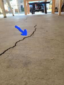 Cracked foundation showing movement