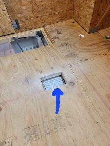 Open room vent in attic floor from a moved air duct